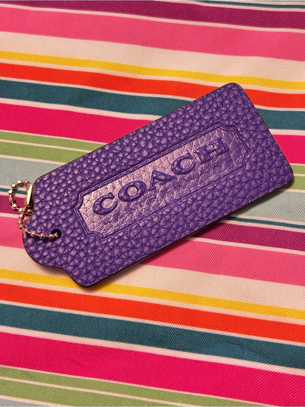 Coach XLarge From Terri Reloved Denim Purple Signature Tag Keychain/Bag Charm - Picture 2 of 9